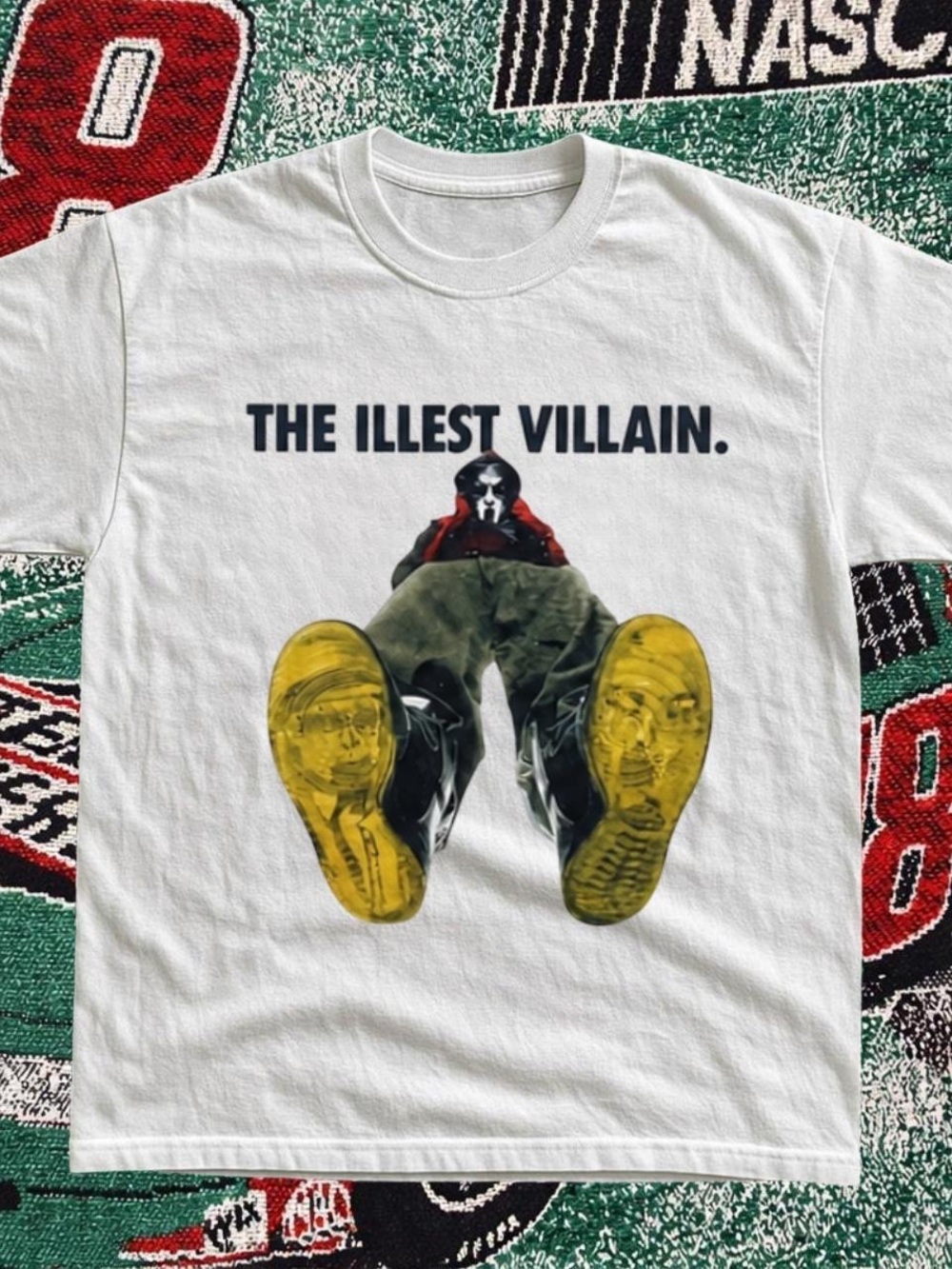 Gildan White 'The Illest Villain' Graphic Tee with Yellow-Soled Boots
